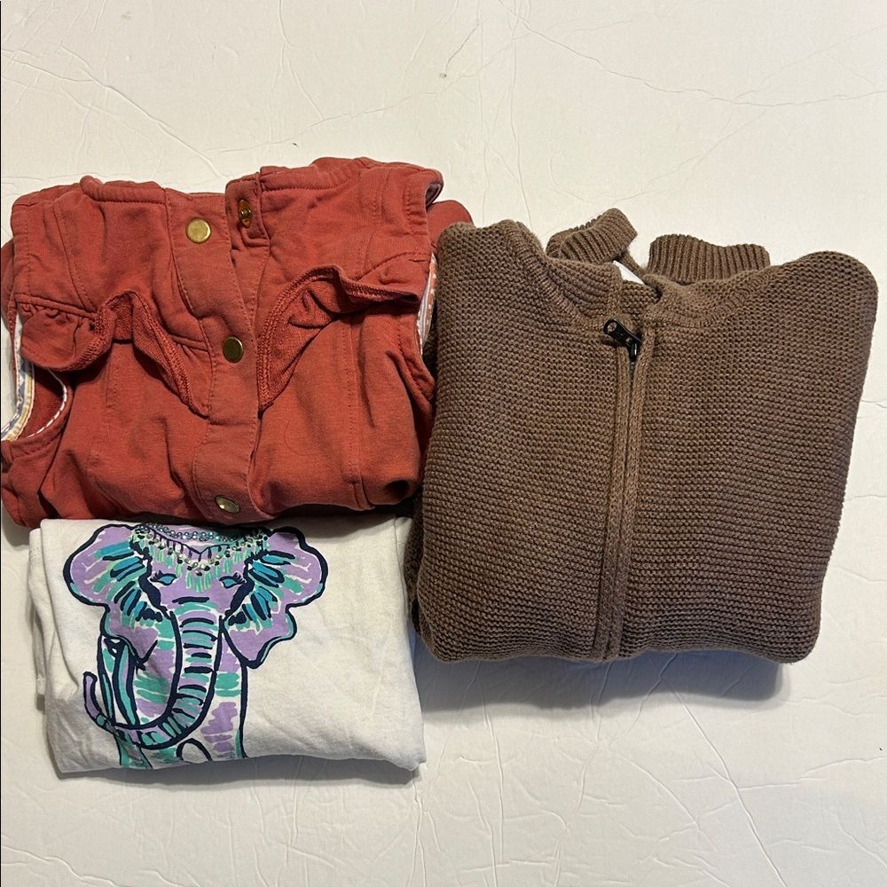 ZARA TAHARI LILLY PULITZER Bundle Girls Tops 4T Brown Red Elephant Shirt Sweater